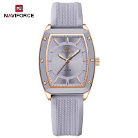 NAVIFORCE NF5049 Silicone Strap Luxury Casual Design Elegant Top Hand Luminous Quartz Watch For Women - RoseGold Purple